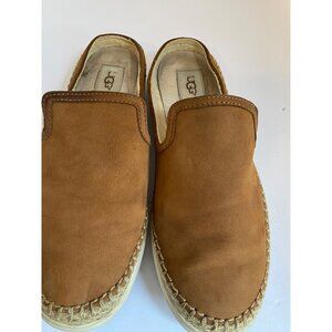 UGG Mens Tan Suede Slip-On Loafers Size 9.5